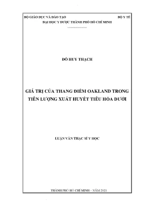 Giá trị của thang điểm oakland trong tiên lượng xuất huyết tiêu hóa dưới
