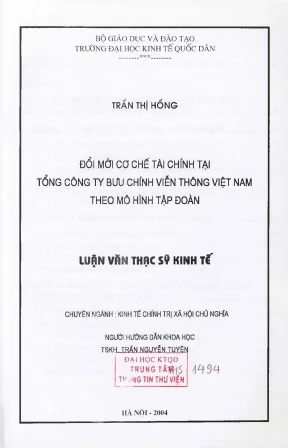 Đổi mới cơ chế tài chính tại tổng công ty bưu chính viễn thông việt nam theo mô hình tập đoàn