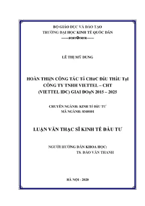 Hoàn thiện công tác tổ chức đấu thầu tại công ty tnhh viettel cht viettel idc giai đoạn 2015 2025
