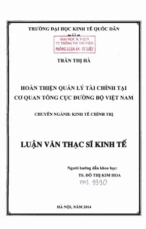 Hoàn thiện quản lý tài chính tại cơ quan tổng cục đường bộ việt nam