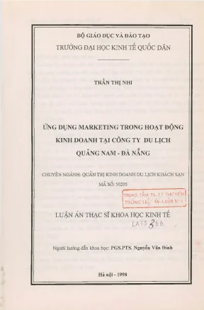 Ứng dụng marketing trong hoạt động kinh doanh tại công ty du lịch quảng nam đà nẵng