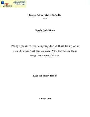 Phòng ngừa rủi ro trong cung ứng dịch vụ thanh toán quốc tế tại việt nam trong điều kiện gia nhập wto trường hợp ngân hàng liên doanh việt nga