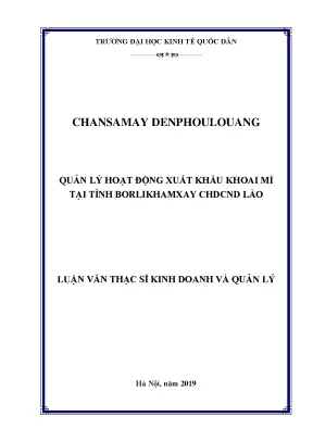 Quản lý hoạt động xuất khẩu khoai mì tại tỉnh borlikhamxay cộng hòa dân chủ nhân dân lào