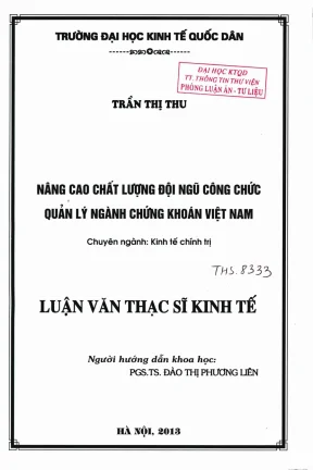 Nâng cao chất lượng đội ngũ công chức quản lý ngành chứng khoán việt nam