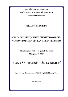 Cải cách thủ tục hành chính trong lĩnh vực đất đai trên địa bàn huyện phúc thọ