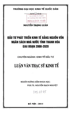 Đầu tư phát triển kinh tế bằng nguồn vốn ngân sách nhà nước tỉnh thanh hóa giai đoạn 2008 2020