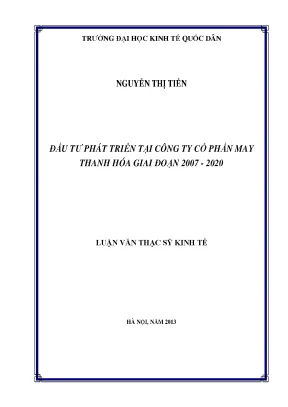 Đầu tư phát triển tại công ty cổ phần may thanh hoá giai đoạn 2007 2020