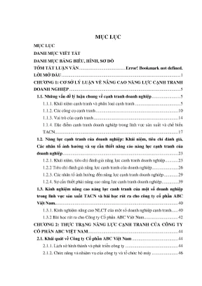 Năng lực cạnh tranh của công ty cổ phần abc việt nam