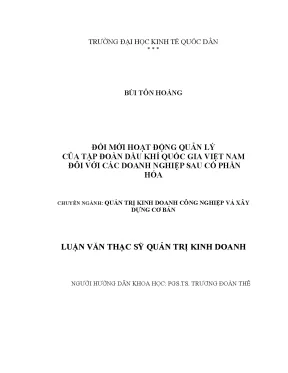 Đổi mới hoạt động quản lý của tập đoàn dầu khí quốc gia việt nam đối với các doanh nghiệp sau cổ phần hoá
