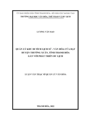 Quản lý khu di tích lịch sử văn hóa cửa đạt huyện thường xuân tỉnh thanh hóa gắn với phát triển du lịch