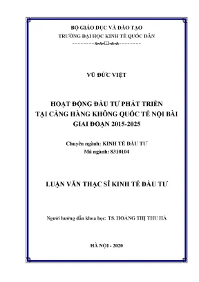 Hoạt động đầu tư phát triển tại cảng hàng không quốc tế nội bài giai đoạn 2015 2025