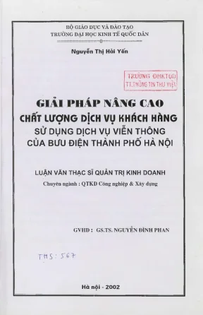 Giải pgháp nâng cao chất lượng dịch vụ khách hàng sử dụng dịch vụ viễn thông của bưu diện thành phố hà nội