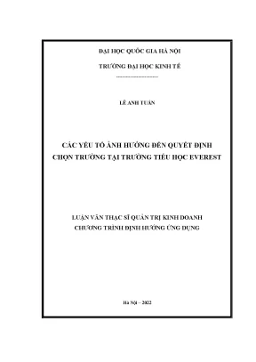 Các yếu tố ảnh hưởng đến quyết định chọn trường tại trường tiểu học everest
