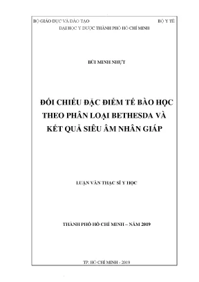 Đối chiếu đặc điểm tế bào học theo phân loại bethesda và kết quả siêu âm nhân giáp