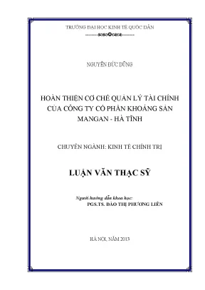 Hoàn thiện cơ chế quản lý tài chính của công ty cổ phần khoáng sản mangan hà tĩnh
