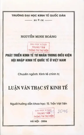 Phát triển kinh tế tư nhân trong điều kiện hội nhập kinh tế quốc tế ở việt nam