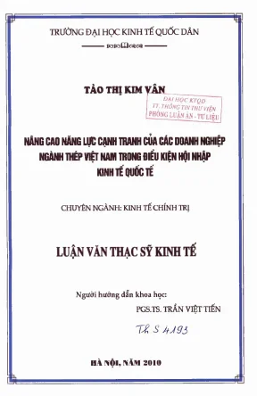 Nâng cao năng lực cạnh tranh của các doanh nghiệp nghành thép việt nam trong điều kiện hội nhập kinh tế quốc tế