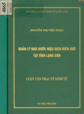 Quản lý nhà nước mậu dịch biên giới tại tỉnh lạng sơn