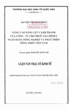 Nâng cao năng lực cạnh tranh của công ty cho thuê tài chính i ngân hàng nông nghiệp và phát triển nông thôn việt nam