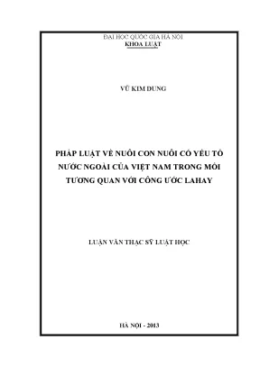 Luận văn thạc sĩ pháp luật về nuôi con nuôi có yêu tố nước ngoài của việt nam trong mối tương quan với công ước lahay