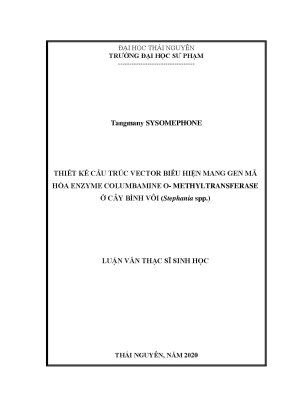 Luận văn thạc sĩ thiết kế cấu trúc vector biểu hiện mang gen mã hóa enzyme columbamine o methyltransferase ở cây bình vôi stephania spp