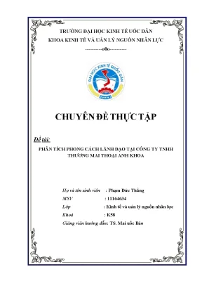Phân tích phong cách lãnh đạo tại công ty tnhh thương mai thoại anh khoa1