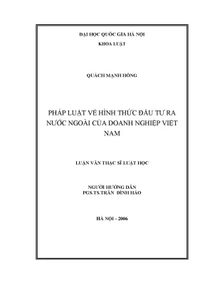 Luận văn thạc sĩ pháp luật về hình thức đầu tư ra nước ngoài của doanh nghiệp việt nam luận văn ths luật 6 01 05