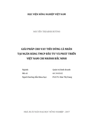 Luận văn thạc sĩ giải pháp cho vay tiêu dùng cá nhân tại ngân hàng tmcp đầu tư và phát triển việt nam chi nhánh bắc ninh