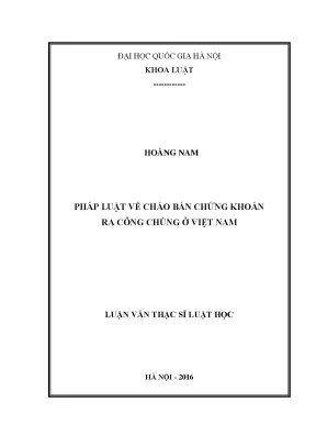 Luận văn thạc sĩ pháp luật về chào bán chứng khoán ra công chúng ở việt nam
