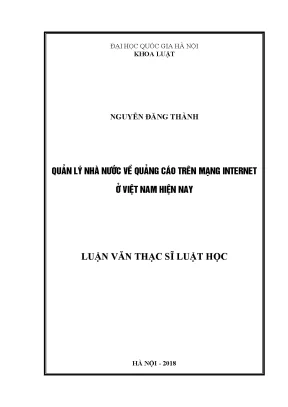 Luận văn thạc sĩ quản lý nhà nước về quảng cáo trên mạng internet ở việt nam hiện nay