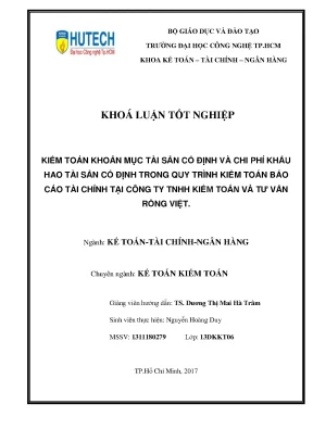 Luận văn thạc sĩ kiểm toán khoản mục tài sản cố định và chi phí khấu hao tài sản cố định trong quy trình kiểm toán báo cáo tài chính tại công ty tnhh kiểm toán và tư vấn rồng việt