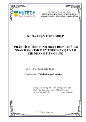 Luận văn thạc sĩ phân tích tình hình hoạt động thẻ tại ngân hàng tmcp kỹ thương việt nam chi nhánh tiền giang