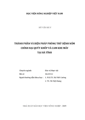 Luận văn thạc sĩ thành phần và biện pháp phòng trừ bệnh nấm chính hại quýt khốp và cam khe may