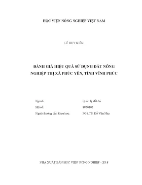 Luận văn thạc sĩ đánh giá hiệu quả sử dụng đất nông nghiệp thị xã phúc yên tỉnh vĩnh phúc