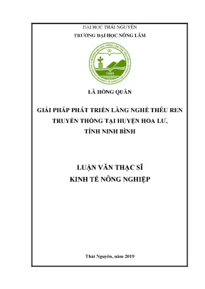 Luận văn thạc sĩ giải pháp phát triển làng nghề thêu ren truyền thống tại huyện hoa lư tỉnh ninh bình