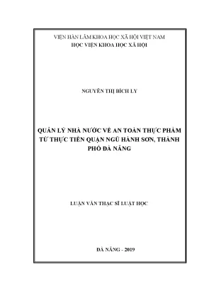 Luận văn thạc sĩ quản lý nhà nước về an toàn thực phẩm từ thực tiễn tại quận ngũ hành sơn thành phố đà nẵng