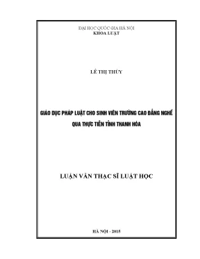 Luận văn thạc sĩ giáo dục pháp luật cho sinh viên trường cao đẳng nghề qua thực tiễn tỉnh khánh hòa