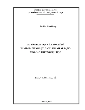 Luận văn thạc sĩ cơ sở khoa học của bộ chỉ số đánh giá năng lực cạnh tranh áp dụng cho các trường đại học