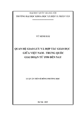 Luận văn thạc sĩ quan hệ giao lưu và hợp tác giáo dục giữa việt nam trung quốc giai đoạn từ 1950 đến nay