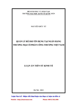 Luận án quản lý rủi ro tín dụng tại ngân hàng thương mại cổ phần công thương việt nam