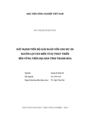 Luận văn thạc sĩ đẩy mạnh tiến độ giải ngân vốn cho dự án nguồn lợi ven biển vì sự phát triển bền vững trên địa bàn tỉnh thanh hóa