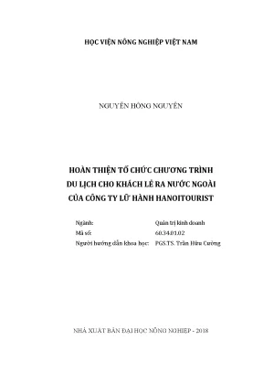 Luận văn thạc sĩ hoàn thiện tổ chức chương trình du lịch cho khách lẻ ra nước ngoài của công ty lữ hành hanoitourist