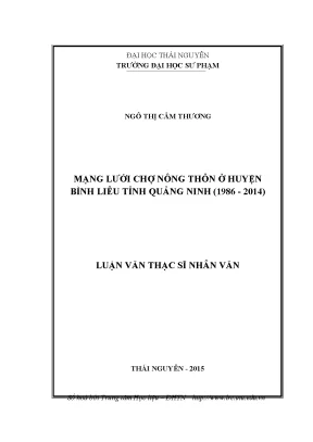 Luận văn thạc sĩ mạng lưới chợ nông thôn ở huyện bình liêu tỉnh quảng ninh 1986 2014