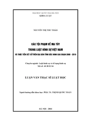 Luận văn thạc sĩ các tội phạm về ma túy trong luật hình sự việt nam và thực tiễn xét xử trên địa bàn tỉnh bắc ninh giai đoạn 2000 2010