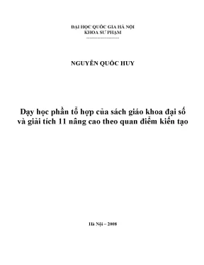 Luận văn thạc sĩ dạy học phần tổ hợp của sách giáo khoa đại số và giải tích 11 nâng cao theo quan điểm kiến tạo