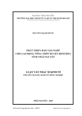 Luận văn thạc sĩ phát triển đào tạo nghề cho lao động nông thôn huyện định hóa tỉnh thái nguyên