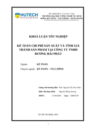 Luận văn thạc sĩ kế toán chi phí sản xuất và tính giá thành sản phẩm tại công ty tnhh dương hải phát