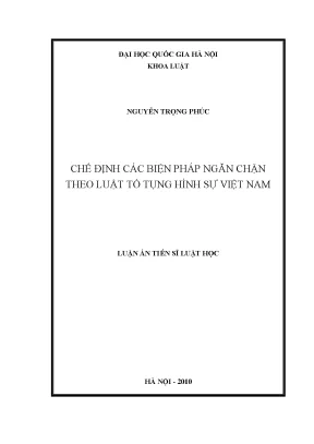 Luận văn thạc sĩ chế định các biện pháp ngăn chặn theo luật tố tụng hình sự việt nam