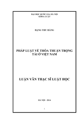 Luận văn thạc sĩ pháp luật về thỏa thuận trọng tài ở việt nam