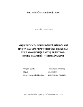 Luận văn thạc sĩ nhận thức của người dân về biến đổi khí hậu và các giải pháp thích ứng trong sản xuất nông nghiệp tại thị trấn trới huyện hoành bồ tỉnh quảng ninh